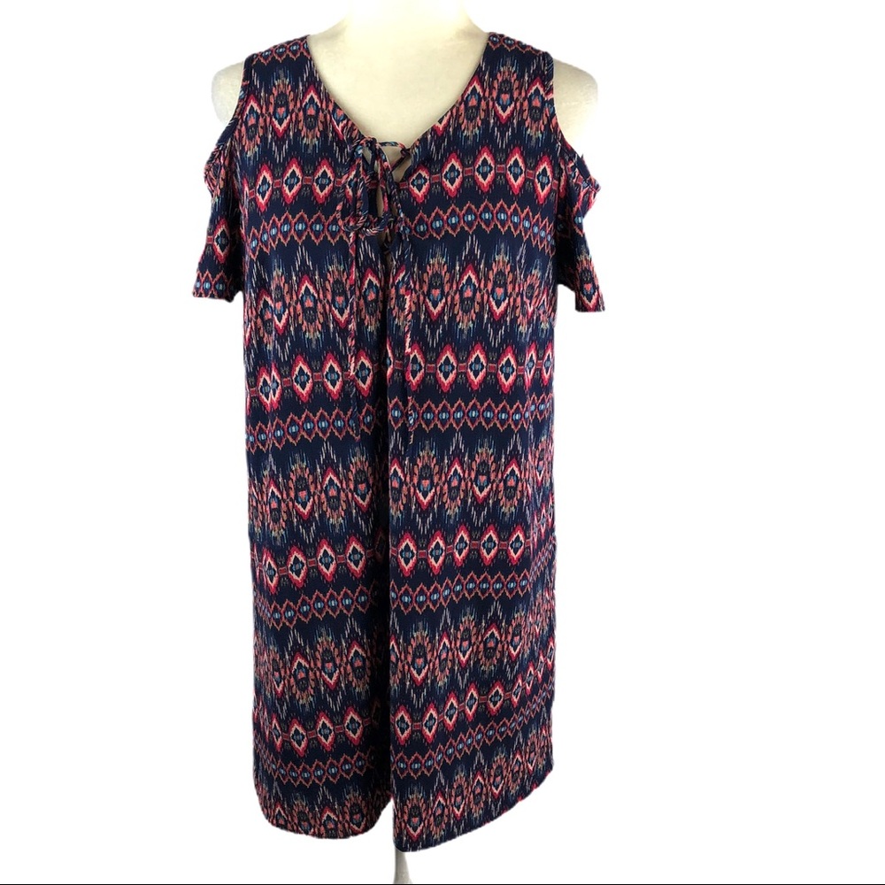 Let Them Eat Cake Geo Cold Shoulder Dress